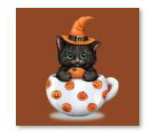 30 x 30 full round diamond painting - pumpkin kitten