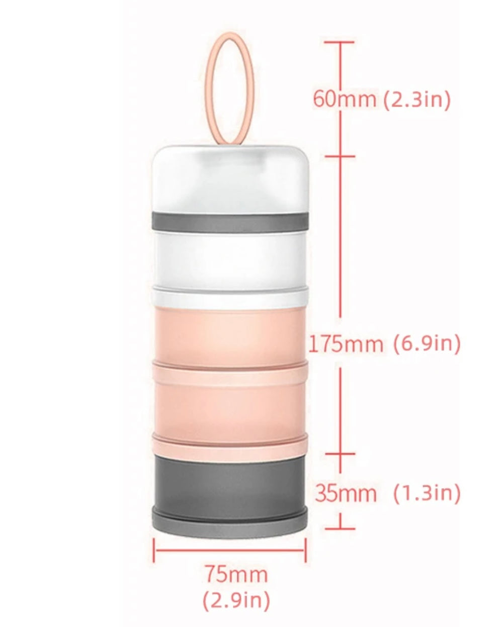 Formula and snack container peach/grey