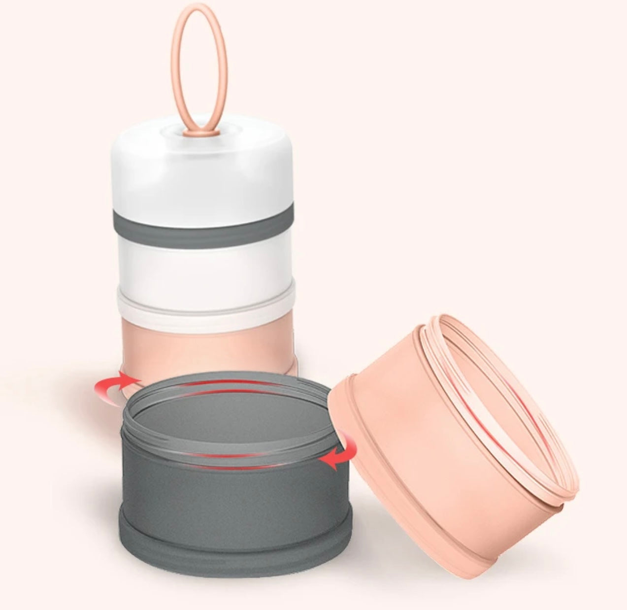 Formula and snack container peach/grey