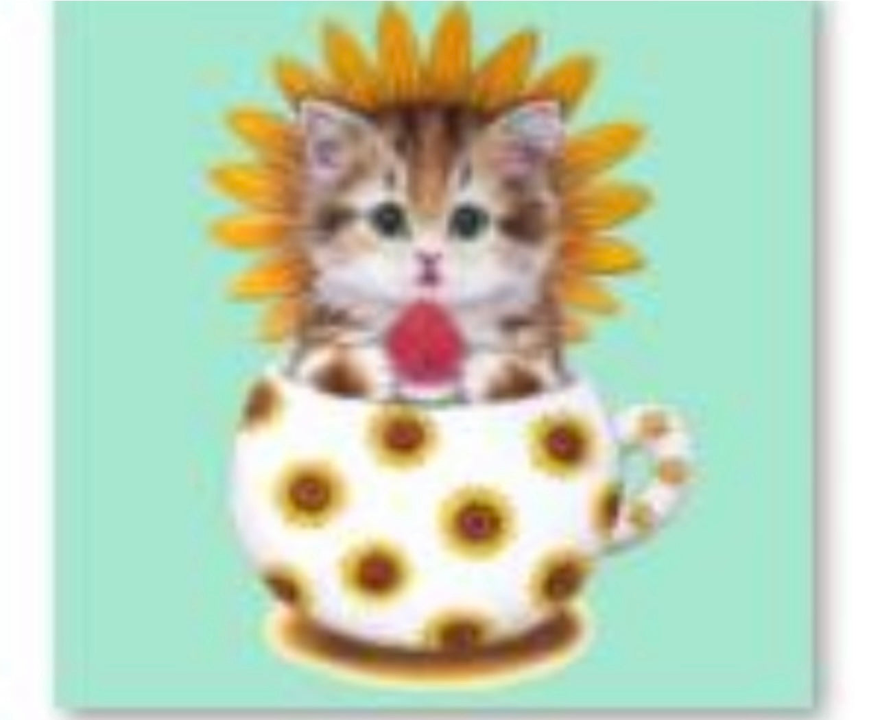 30 x 30 full round diamond painting - sunflower kitten