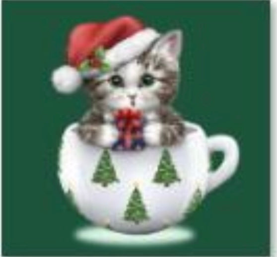 30 x 30 full round diamond painting - christmas kitten