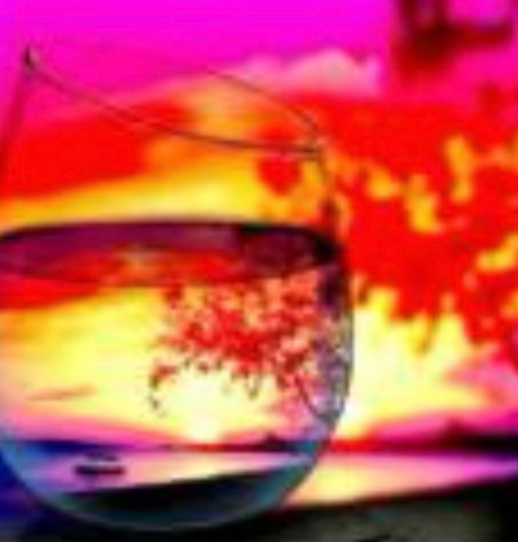 30 x 30 full round diamond painting - beach thru a wine glass