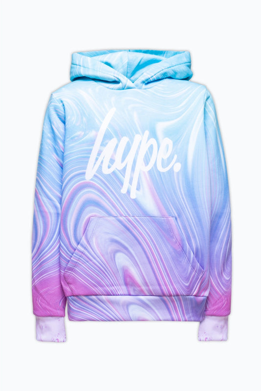 Hype Girls Teal Purple Marble Script Hoodie