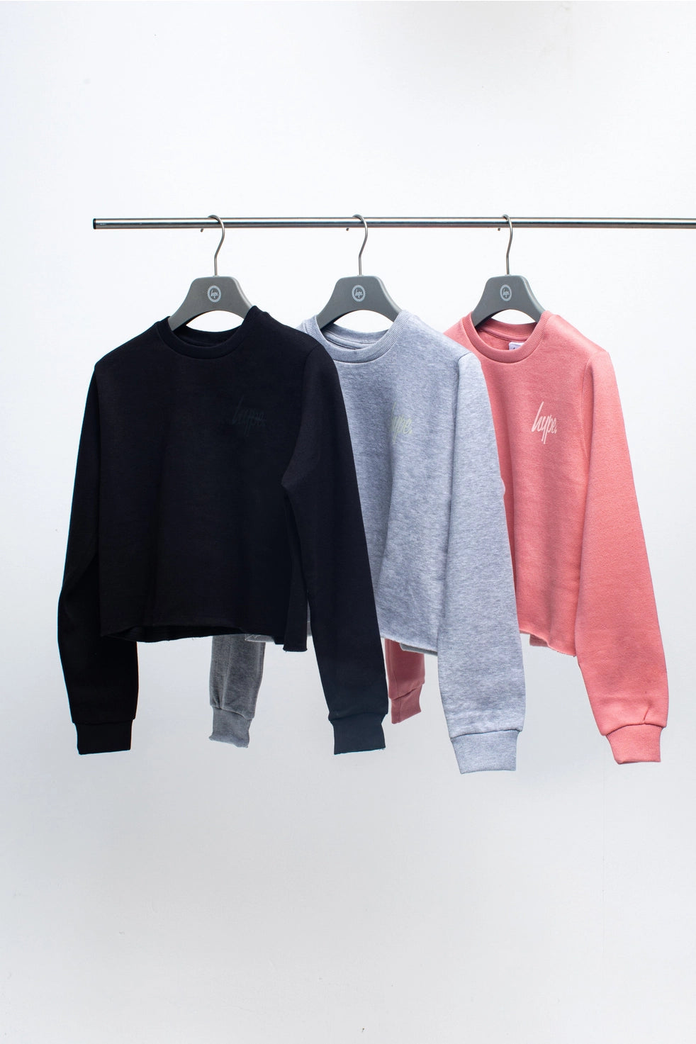 Hype Cropped Crew Neck - Grey