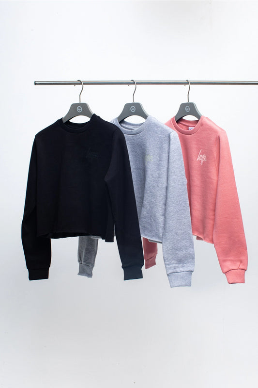 Hype Cropped Crew Neck - Grey