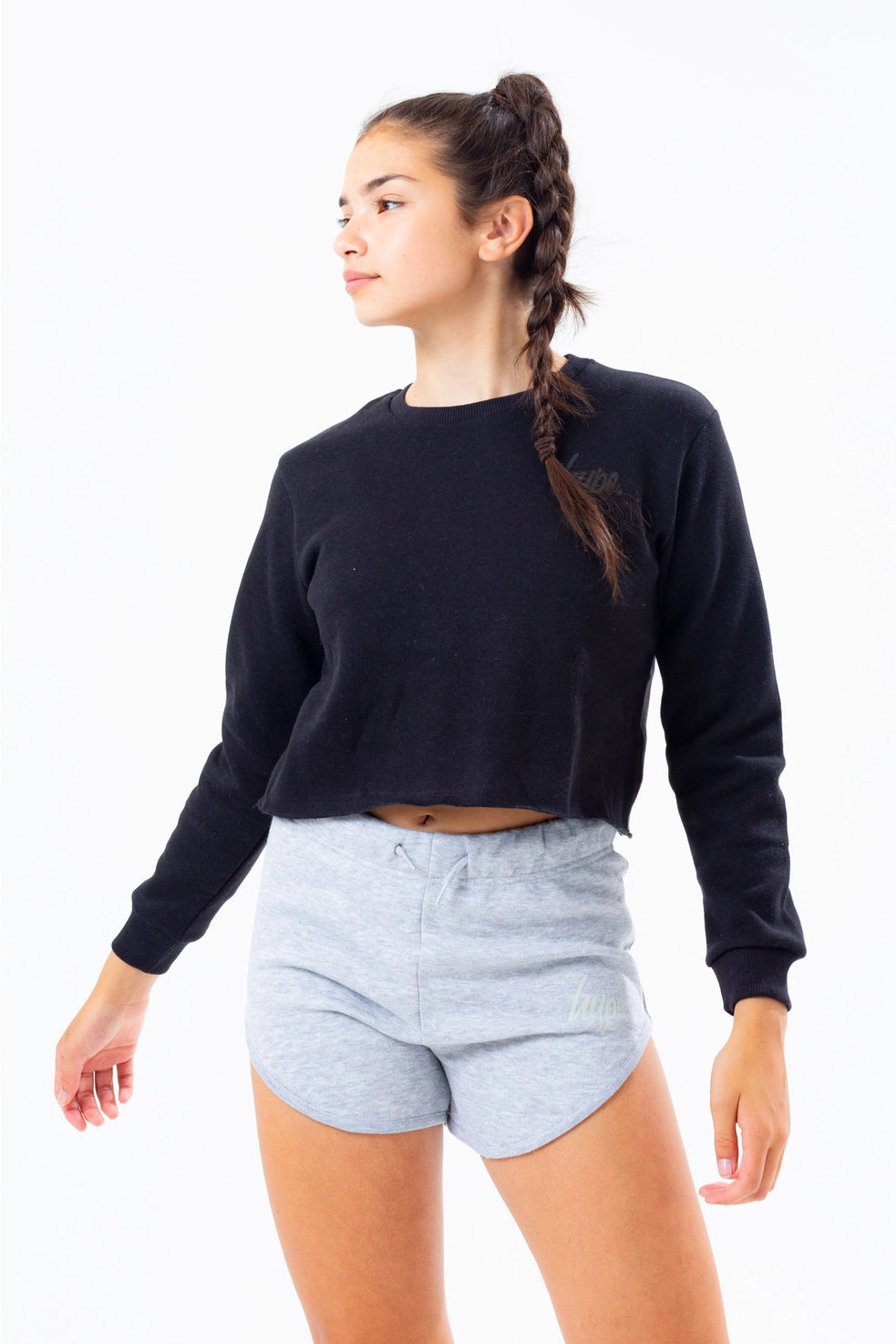 Hype Cropped Crew Neck - Black