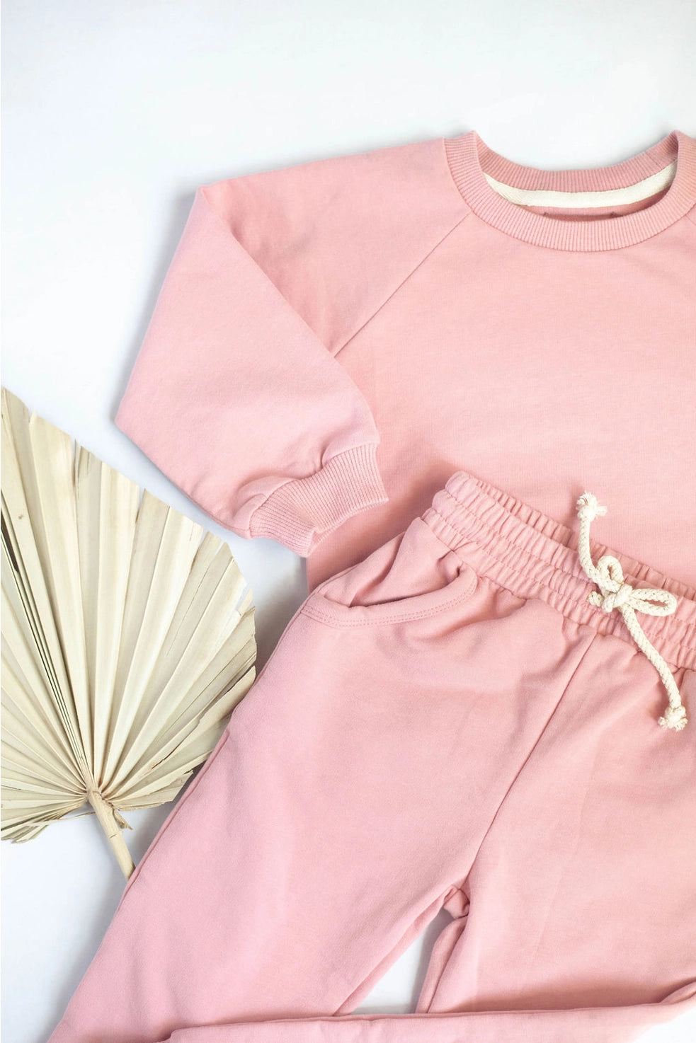 Organic 2 Piece Set Sweatshirt + Pants Neutral Tracksuit - Light Pink