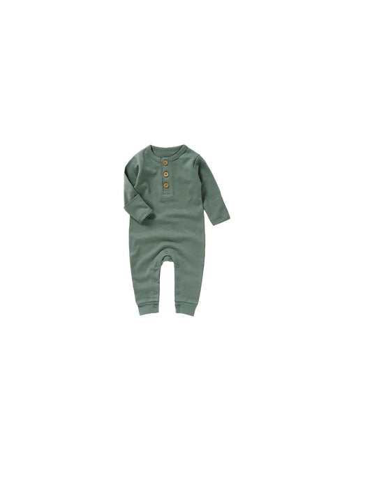 Organic Cotton Long Sleeve Romper - sage