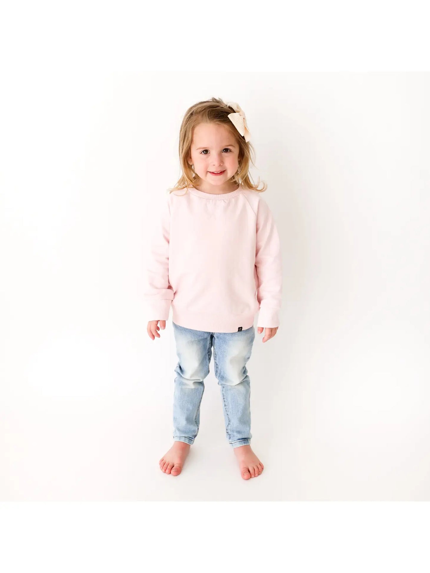 Lola & Taylor - Unisex Organic Cotton Crew Neck Raglan Sweatshirt - Soft Pink