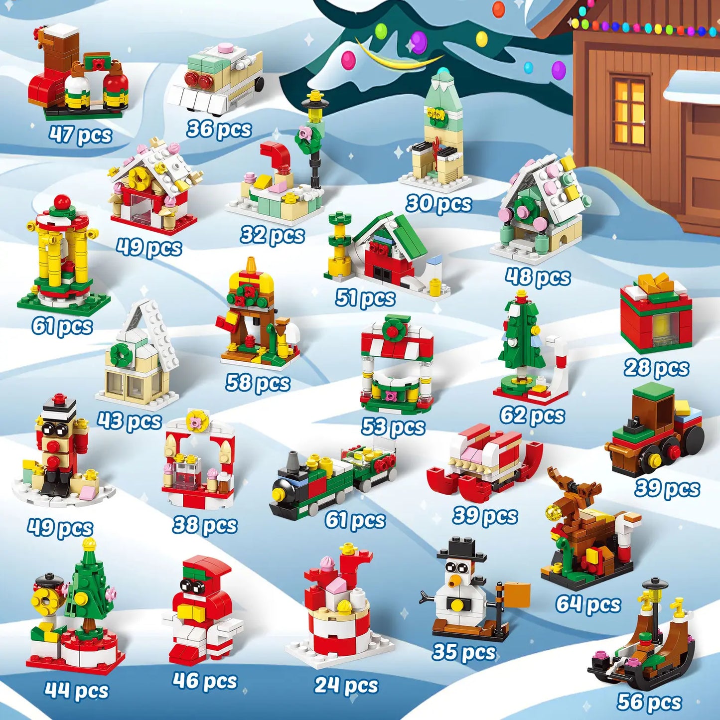 2023 Advent Calendar: 6-in-1 Christmas Building Blocks