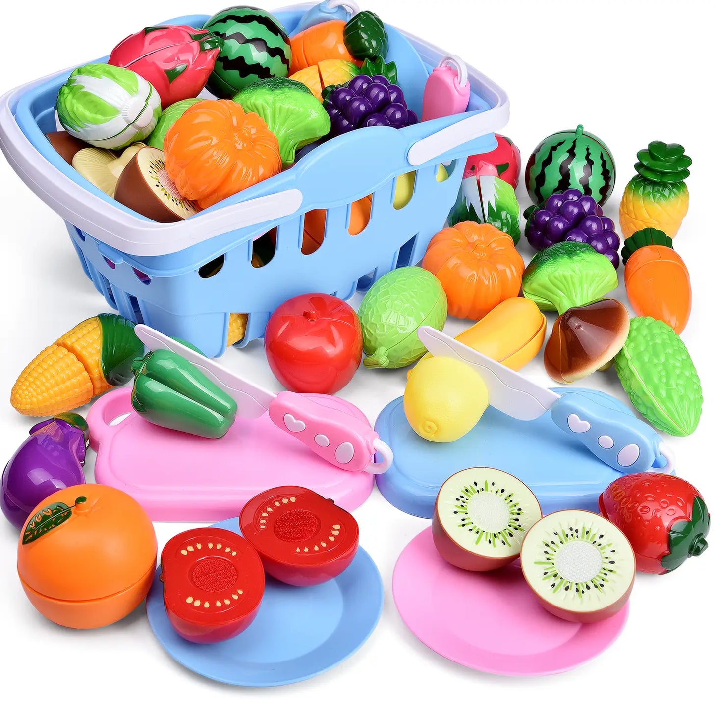 30 Pcs Play Food For Kids Kitchen Pretend Cutting Food Toys