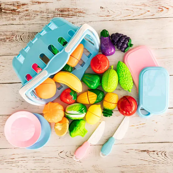30 Pcs Play Food For Kids Kitchen Pretend Cutting Food Toys