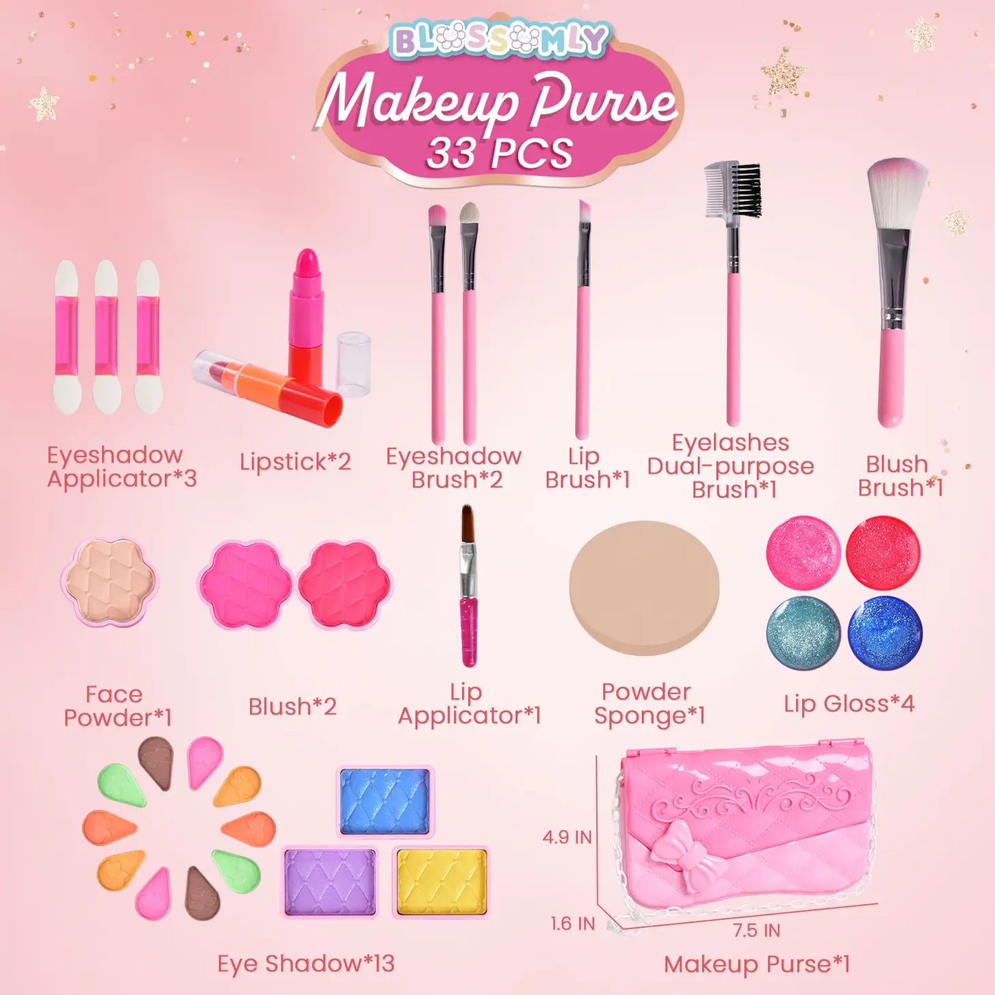 Kids' 33-Pc Washable Makeup Kit - Pretend Play Set