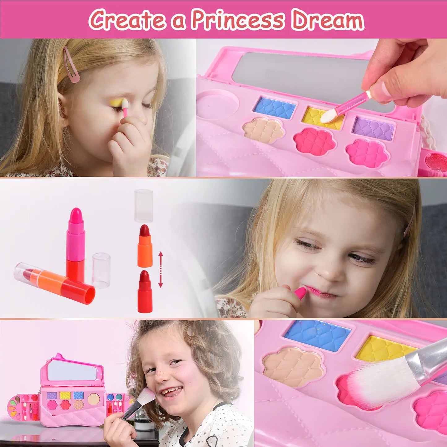 Kids' 33-Pc Washable Makeup Kit - Pretend Play Set