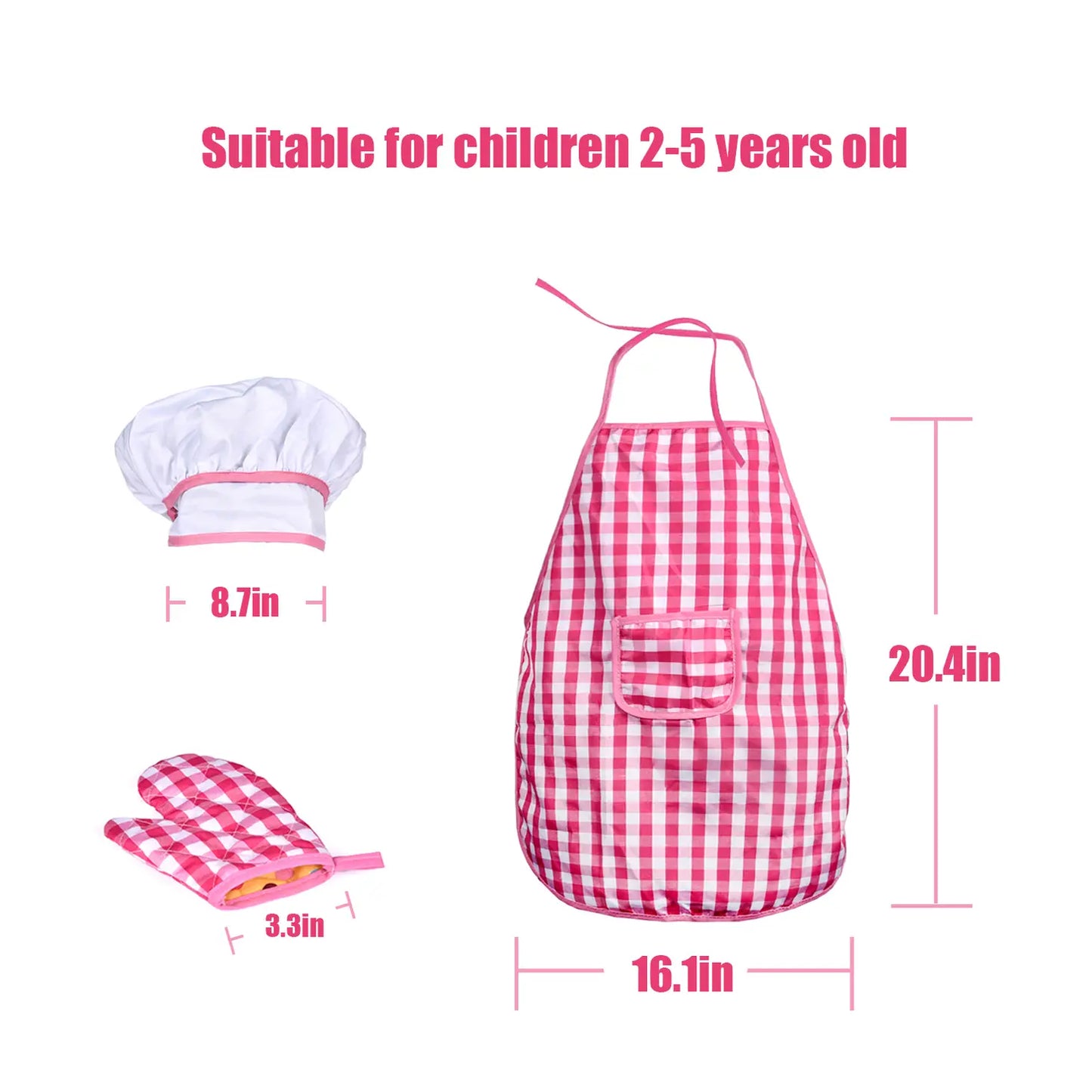 32 Pcs Chef Dress Up Clothes Play Kitchen Accessories Set