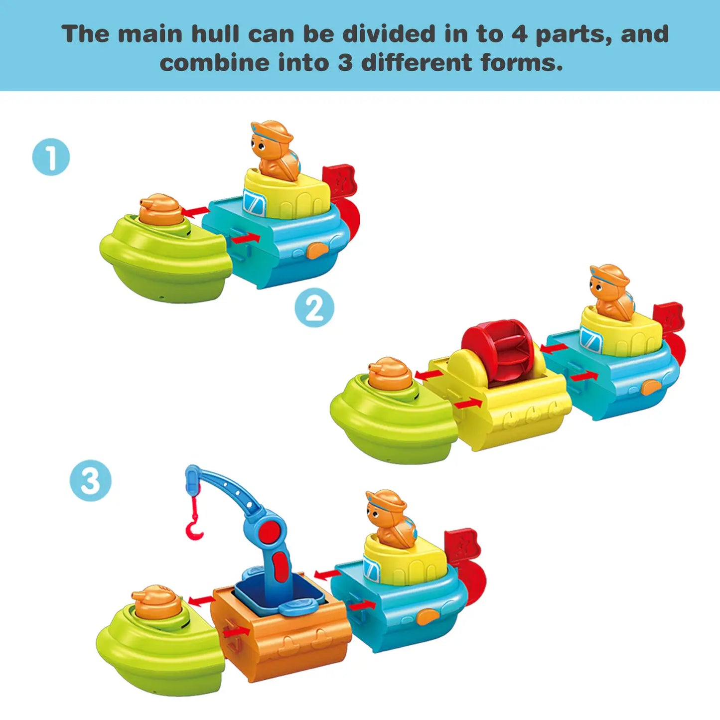 7 Pcs Bath Toys Boats Include One Big Wind Up Squirters