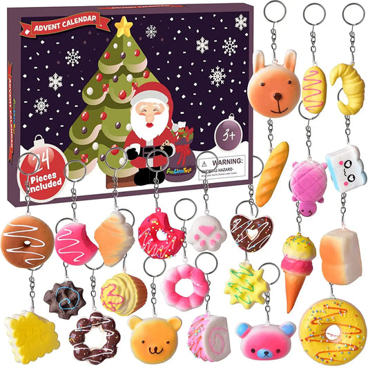 24 Pcs Adorable Keychain Christmas Advent Calendar Countdown