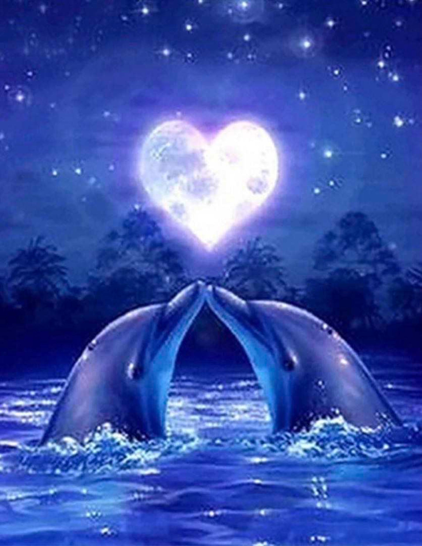 40 x 50 full square diamond painting - dolphin kiss