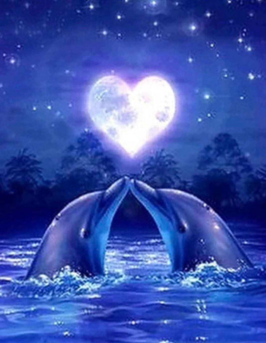 40 x 50 full square diamond painting - dolphin kiss