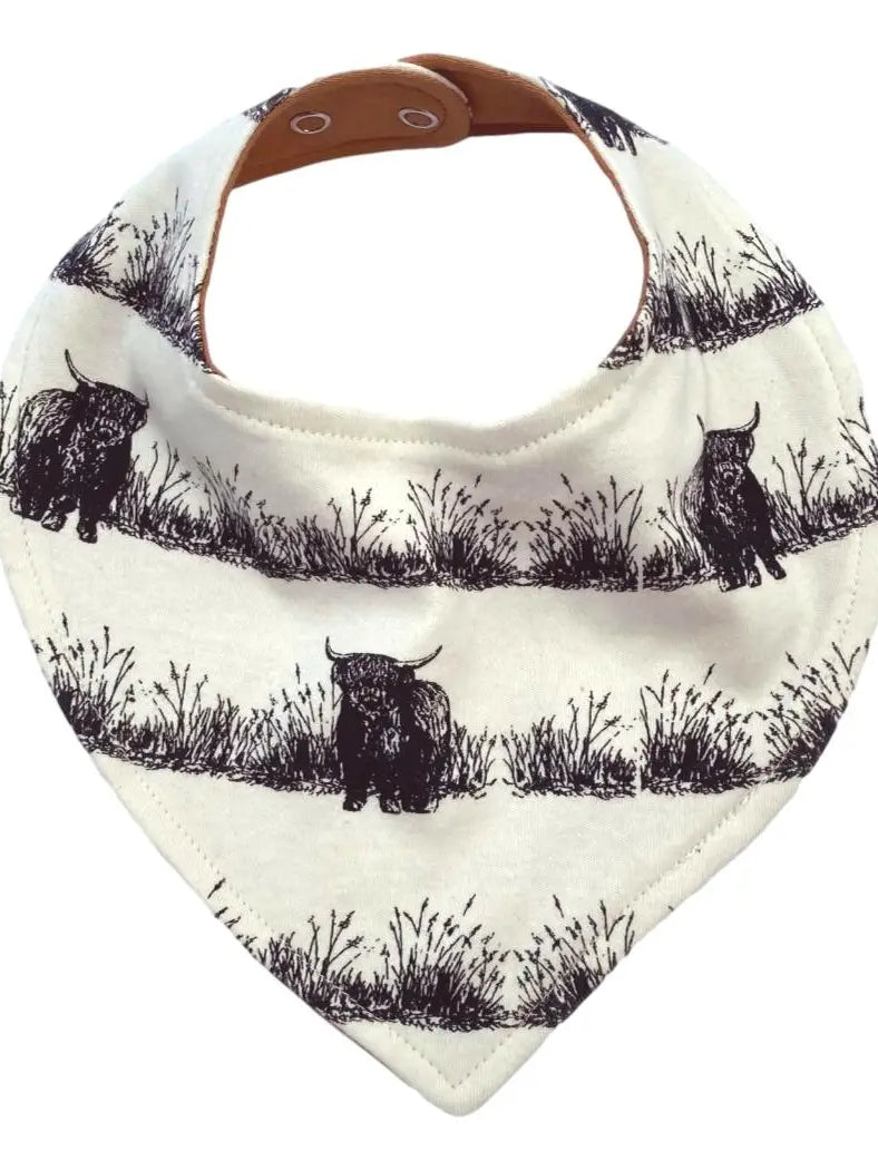 Western Highland Cow Organic Baby Bandana Bib
