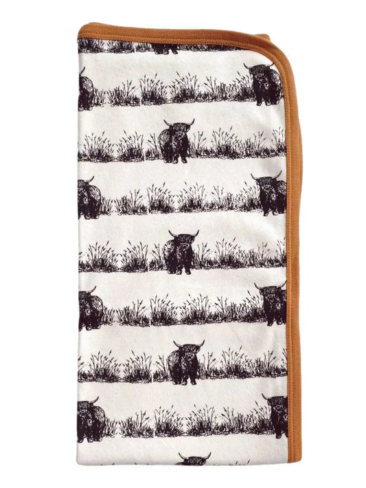 Western Highland Cow Organic Baby Swaddling Blanket