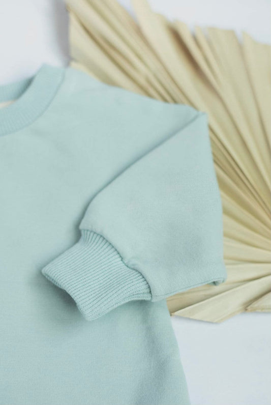 Solid Oversized Bubble Romper Sweatshirt Soft Organic Cotton -blue