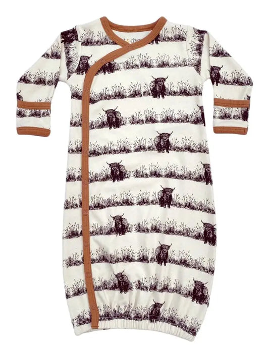Western Highland Cow Organic Baby Sleeper Gown
