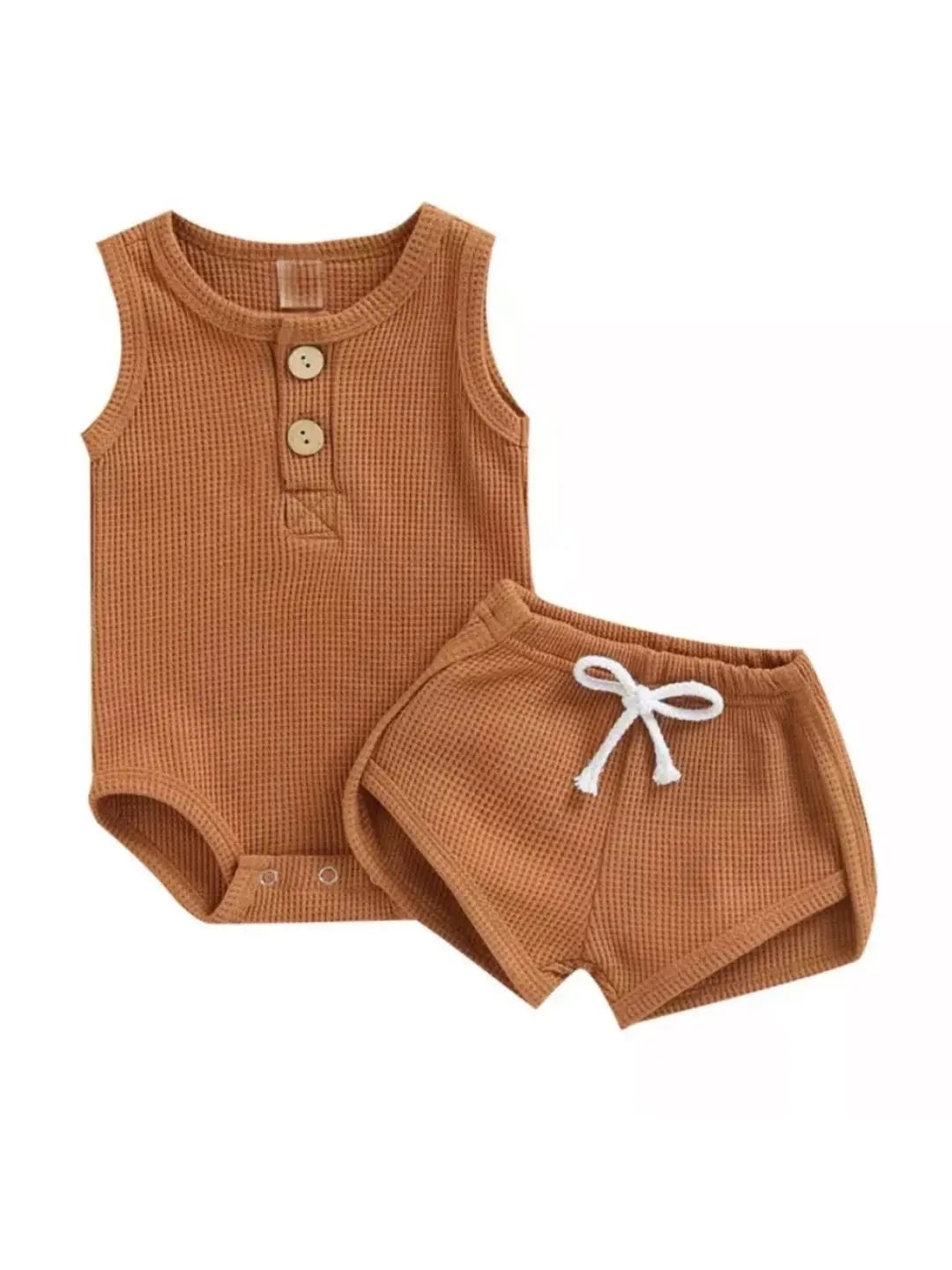 Tiny Hazel Waffle Two-Piece Onesie & Shortie Set