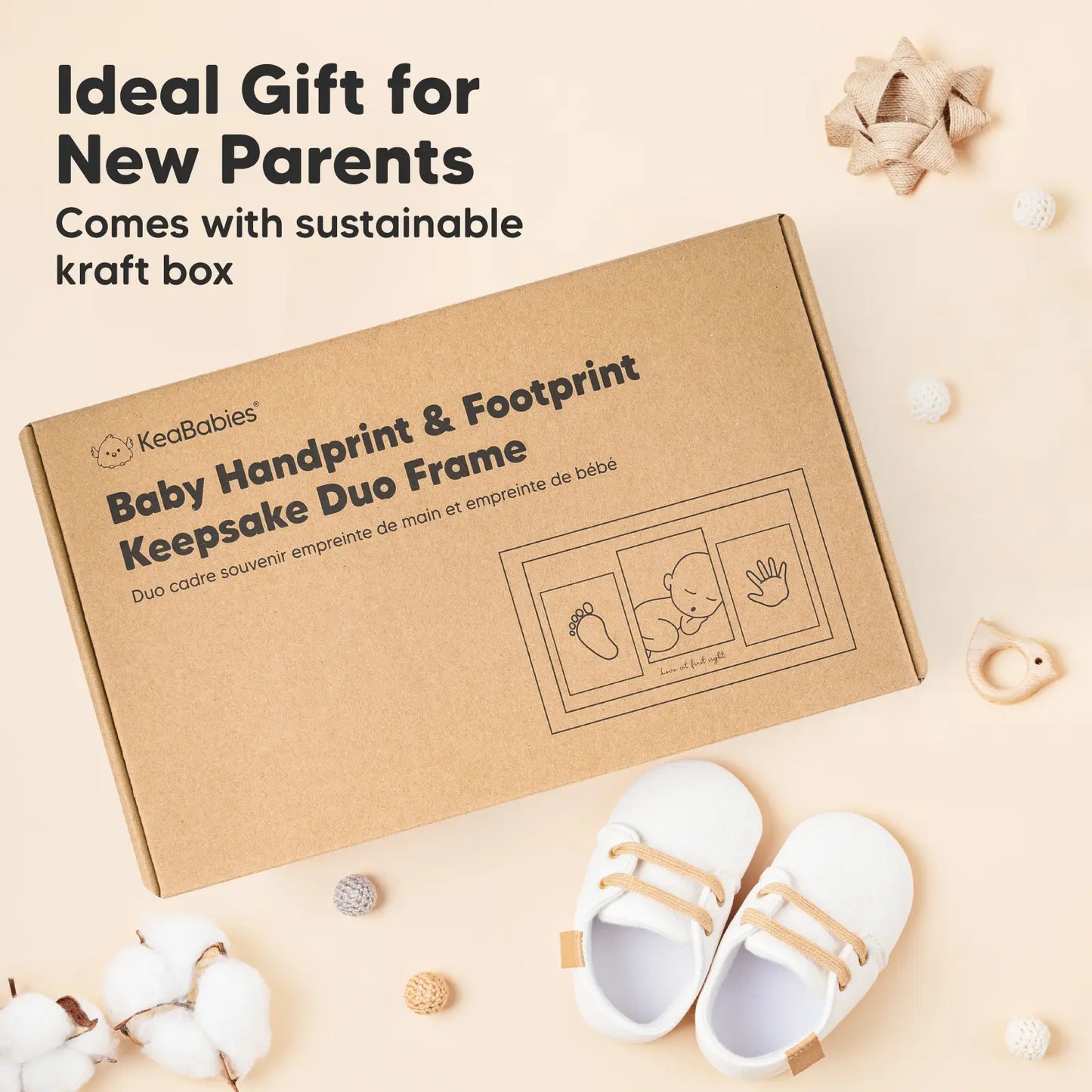 KeaBabies Baby Handprint, Footprint Keepsake Duo Frame