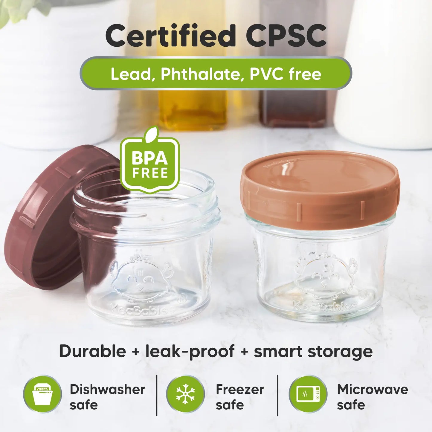 12pk Prep Baby Food Storage Containers, Leak-Proof Baby Food