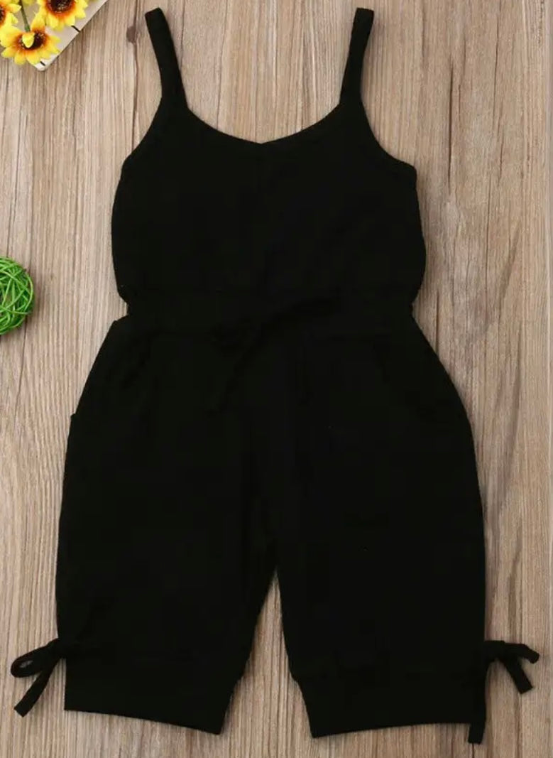 Sleeveless Bib Romper - Black