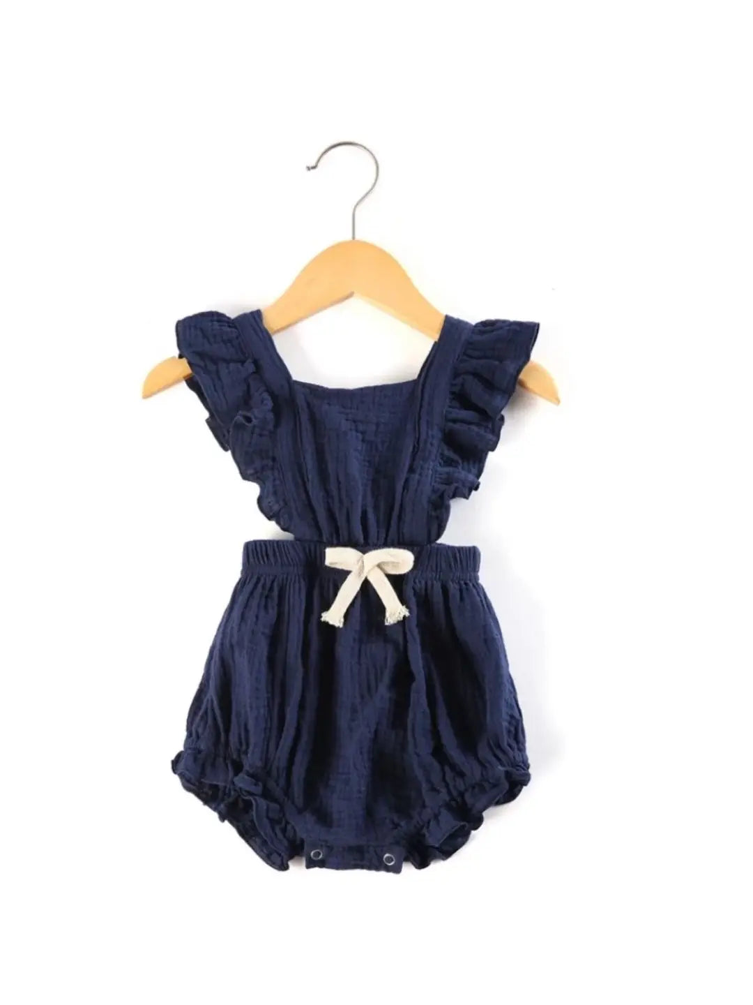 Tiny Navy Blue Ruffle Bubble Romperalls