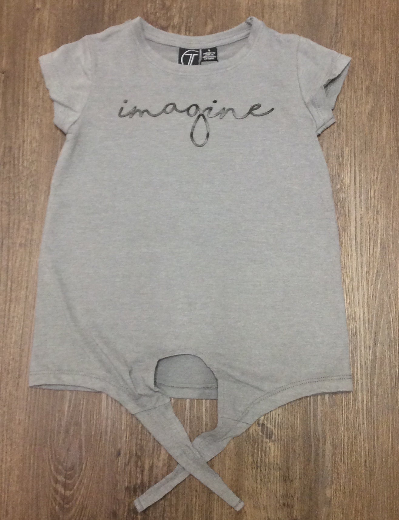 Offset grey T-shirt with knot girls
