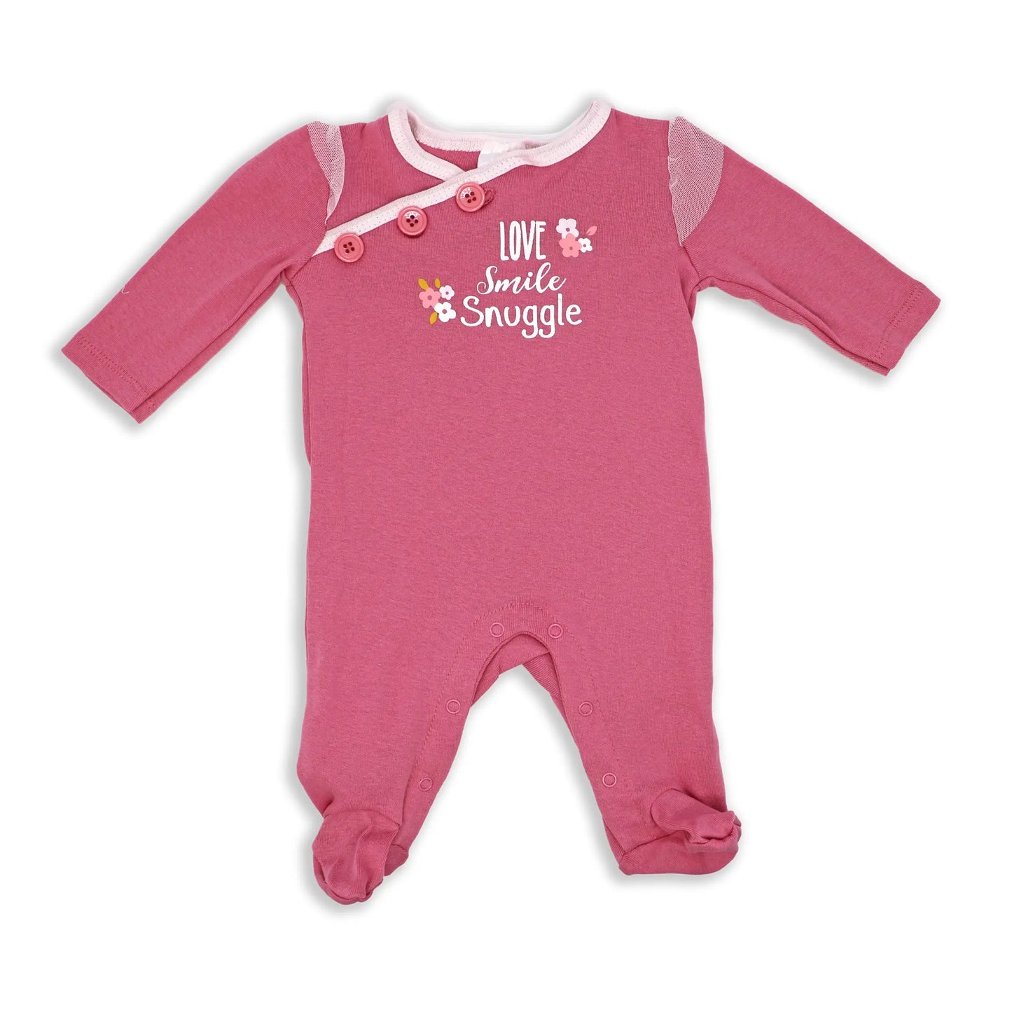 Girls 2 Pack Footie: Love, Smile, Snuggle
