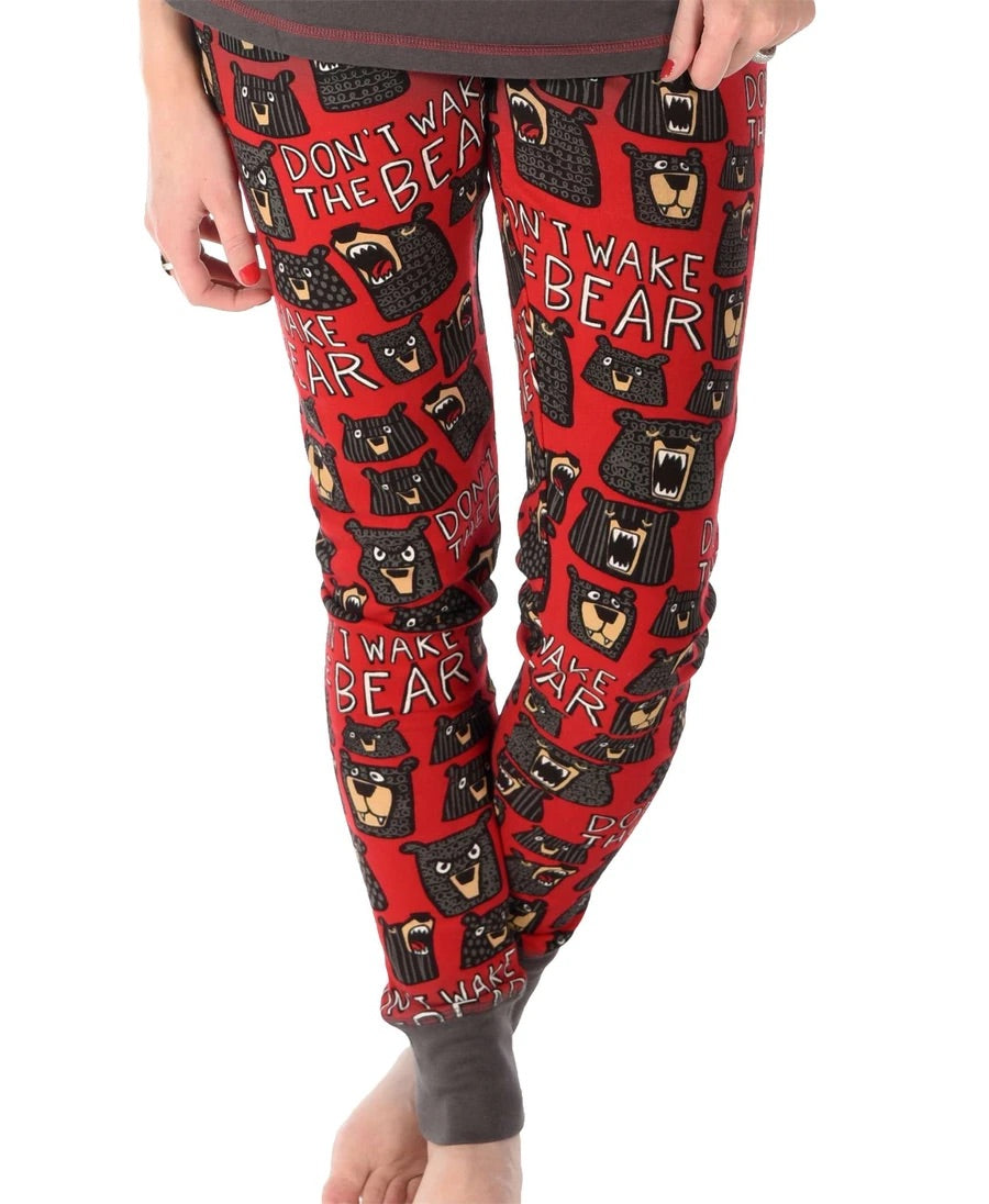 lazy one don't wake the bear adult pj leggings