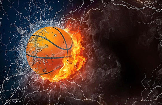 40 x 40 full square drill diamond painting - flaming basketball