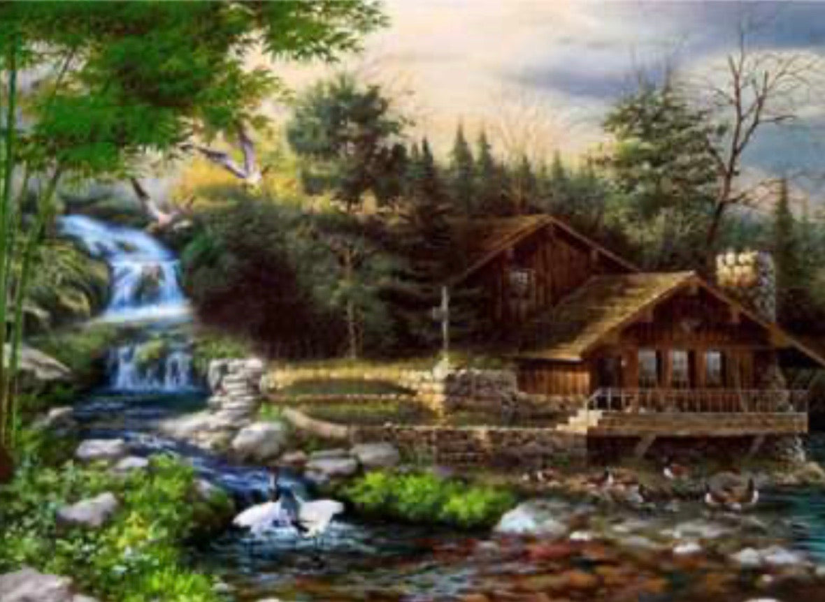 40 x 60 full square drill diamond painting TLS-6923 - cabin on the lake