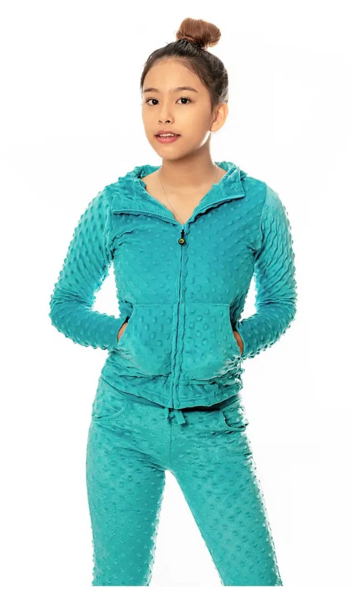 limeapple minky bubble joggers - turquoise
