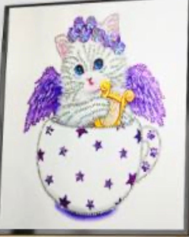30 x 30 diamond painting rhinestone - kitten DZ012