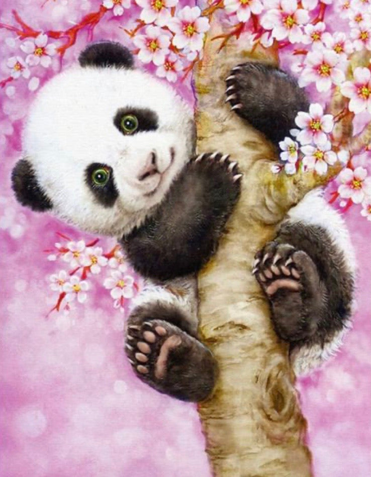 30 x 40 full round drill diamond painting - pink panda - hy2822