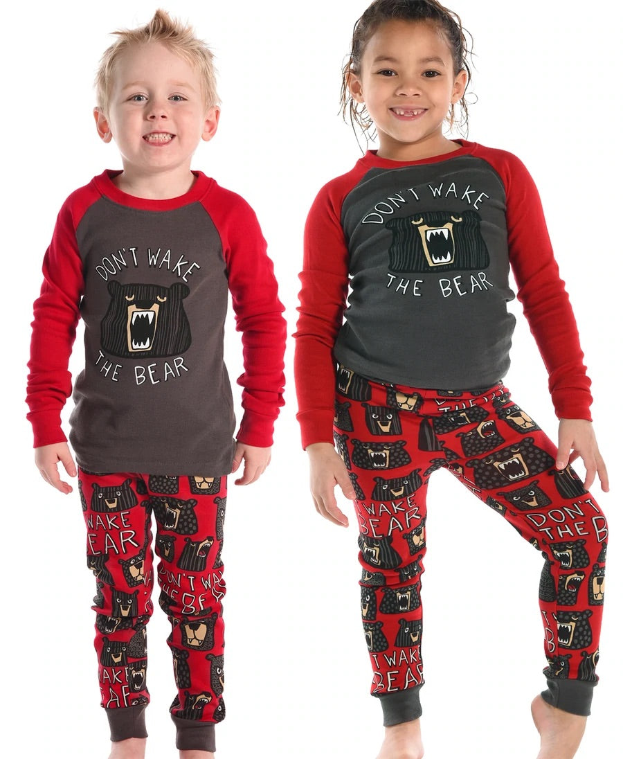 Lazy One Don't Wake Bear Kid's Long Sleeve PJ's