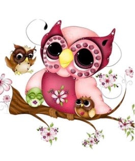 30 x 30 full drill diamond painting (Hy803) - owl w 3 babies