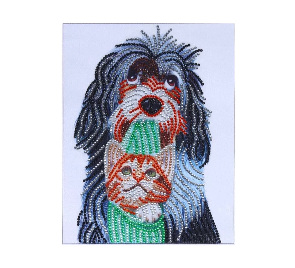 25 x 30 diamond painting (rhinestone) - doggie with kitten HO55