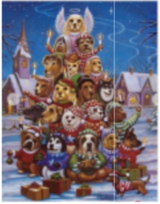 30 x 40 full round drill diamond painting - dog christmas tree