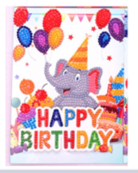 diamond painting greeting cards - elephant