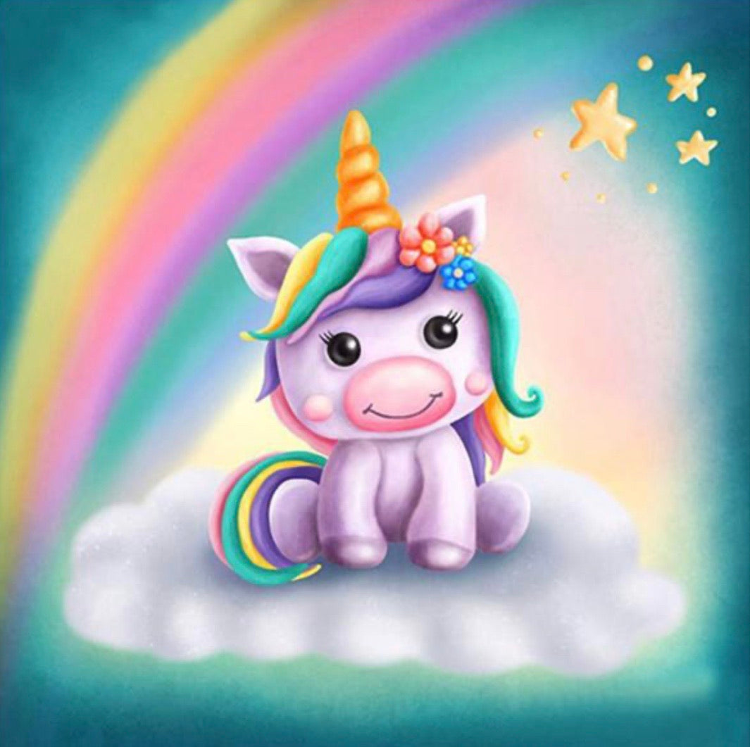40 x 40 full square drill diamond painting- rainbow cartoon unicorn