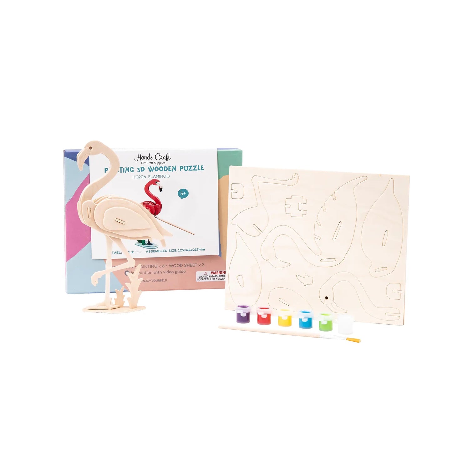 DIY 3D Wooden Puzzle Paint Kit: Flamingo