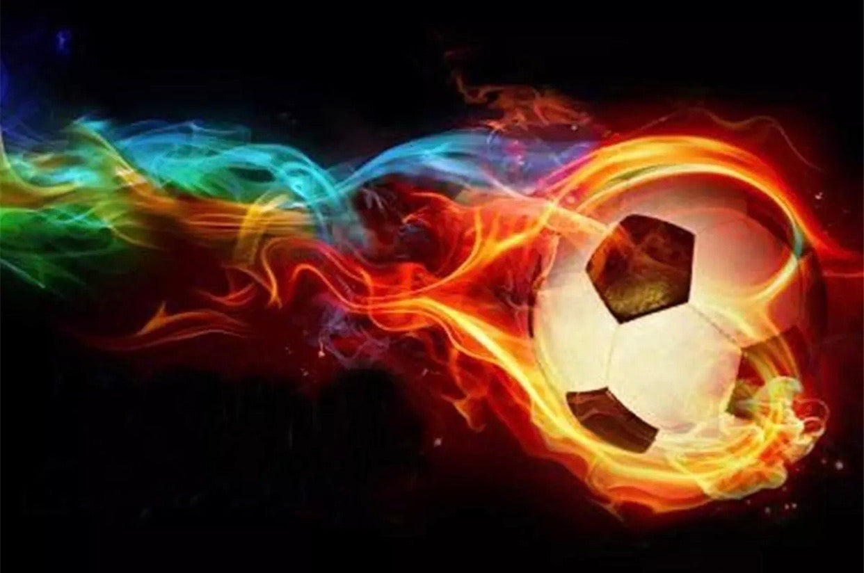 30 x 40 full drill diamond painting ( L016) flaming soccer ball