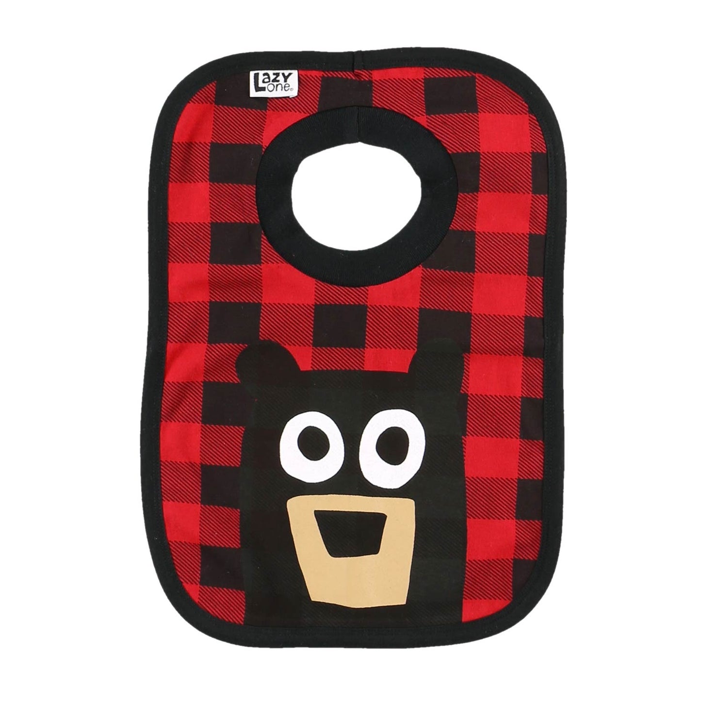 Lazy one red plaid bear bib pull over
