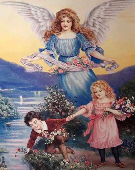 30 x 40  full round drill diamond painting - Angel watching over - HY814